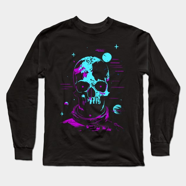 Space Skull Sci Fi Horror Long Sleeve T-Shirt by Baron Mortis